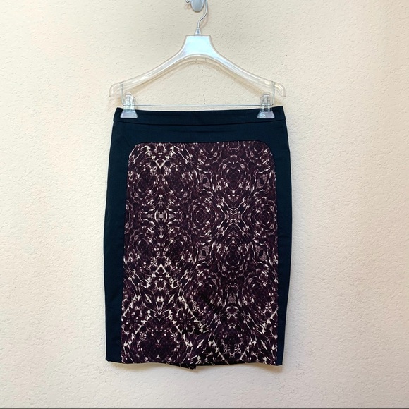 Club Monaco Black EDITH Black Maroon Panel Skirt B2/18 - Picture 2 of 7